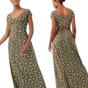 Pact Green Floral Maxi Dress